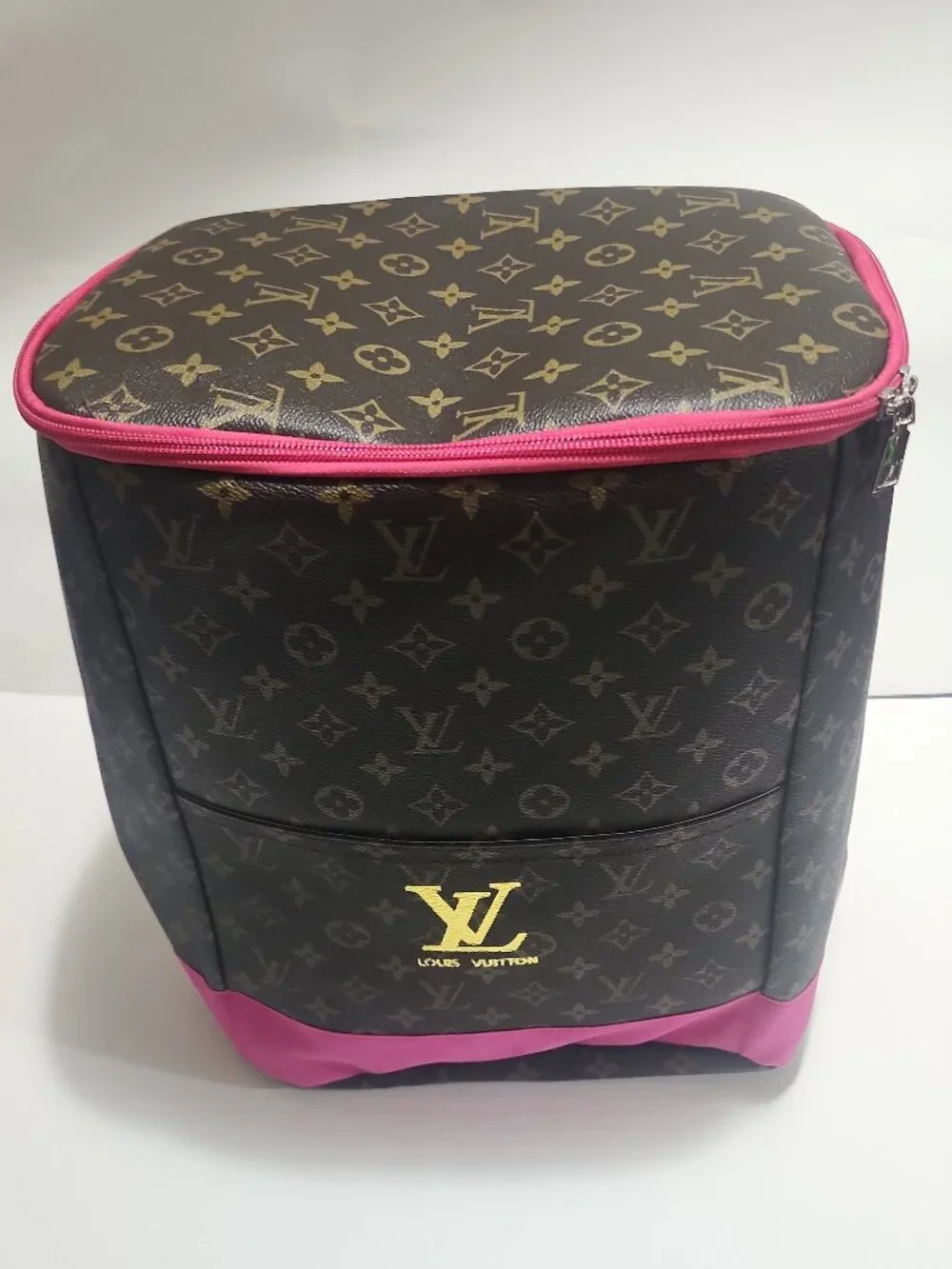 LV Beach Backpack Cooler Bag Brown and Pink.